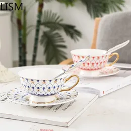 Tassen Untertassen Europäische Keramik Kaffee Tasse Set Porzellan Gold Luxus Bone China Einzigartige Tee -Getränkewaren Tazas de Ceramica Creativas