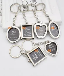 PO Frame redondo coração Oval Rhombus Shape Metal Loy Keychain Chain Chain Keyring Carchains Casais Chavenizando presente9451599