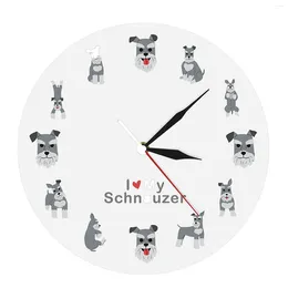 Wall Clocks Clock Quiet Schnauzer Pattern Decorative 12 Inch Hanging For Home Office Children's Bedroom Kitchen School