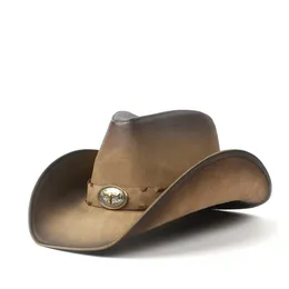 36 Stlye 100% кожаные мужчины Western Cowboy Hat для джентльмена папа Cowgirl Sombrero Hombre Caps Большой размер XXL Большая голова 240327