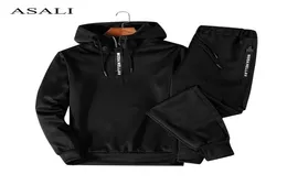 ASALI комплект толстовок для мужчин, осенний повседневный мужской спортивный костюм, штаны с капюшоном, комплект из 2 предметов, мужская спортивная одежда, пуловеры, комплекты мужской верхней одежды 5XL5962665
