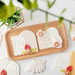 베이킹 곰팡이 더블 아치 쿠키 커터 엠보싱 레이스 ​​패턴 잎 웨딩 생일 도구를위한 꽃 분기 퐁당 스탬프 곰팡이 잎