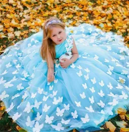 Neueste Ballkleid Girls Festzugskleider Schmetterling Applikationen Feiern Zug Backless Birthday Party Dress8017528