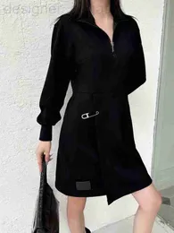 Grundläggande avslappnade klänningar Designer Women's 2023 Autumn/Winter New Zipper Stand Up Neck Dress Fashionabla, Utsökt, High Grund, pendlare Fashion P9TI