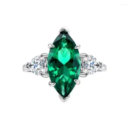 Cluster Rings STL Zhencheng Dama Eye Main Stone 8 16mm Emerald Ring S925 Sterling Silver Handpiece