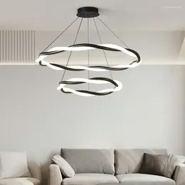 Candeliers da sala de estar moderna iluminação LED Decor de decoração Ring Luzes pendentes de luminária de cozinha de quarto nórdico