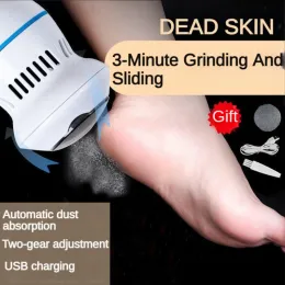 Moedor de pés elétricos com vácuo automático Ajuste recarregável USB de duas velocidades e 6 cabeças de moagem de retirada de pele morta de pele