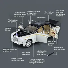 1:24 Rolls-Royce Phantom Zinc Alloy Diecast Toy Cars Model Simulated Pull Back Limousine Metal Toy Car for Kids Gifts Collection