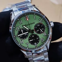 1884 MENS Titta på All Steel Quartz Chronograph Movement Green Wristwatch Black Date Vintage Rotating Bezel Clock 6 Färger