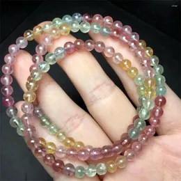 Link Bracelets 5MM Natural Tourmaline Triple Circle Bracelet For Women Fashion Summer Dopamine Charm Jewelry Accessories 1PCS