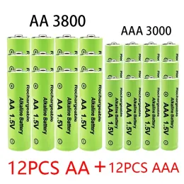 1.5V AA + AAA NI MH 충전식 AA 배터리 AAA 알칼리성 3800-3000mah 토치 장난감 시계 MP3 플레이어 교체 Ni-MH 배터리