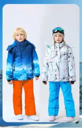 Poles Children Ski Jacket Coat Boys Girls Outdoor Thickening Waterproof Windproof Snowboard Cottonpad Warm Fleece Snow Clothes Kids