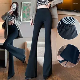 Frauen Hosen Koreanische Mode Büro Dame Anzug Für Frauen Frühling Dünne Flare Schwarz Hohe Taille Breite Bein Hosen Weibliche s-6XL Q528