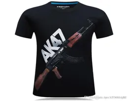 Męski Oryginalny Oryginalny 3D z krótkim rękawem Europejski i Aman Big Skute Mashing T-shirt AK47 T-shirt9595457