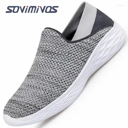 Casual Shoes Women's Sock Walking - Bekvämt nät Slip på enkla sneakers Elastiska stickade lätta andningsbara lägenheter för män