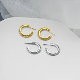 Серьги обруча 925 Серебряные серебряные серьги Серьера Простые круглые ушные кольцо с бусин