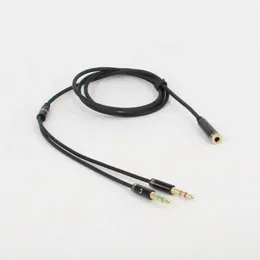 Fone de fone de fone de fone de ouvido fêmea de cabo para 2 machos de 3,5 mm Adaptador de salgadouro com cabo auxiliar de microfone para telefone MP3 AUX AUX