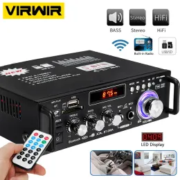 S Mini amplificador de compatibilidade sem fio Bluetooth 2CH HIFI HIFI HIFI Estéreo Power AMP USB FM Radio Car Home With Remote Control