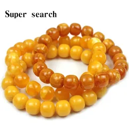 10 mm Amber Minerale Amber Old Beeswax Canno a bracciole Original Stone Uomini regalano per perle gialle rotonde per perle rotonde Bracciale Buddha