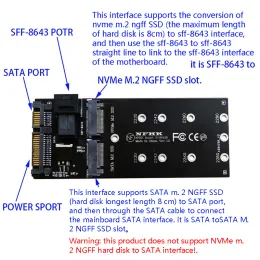 Adaptateur SFF-8643 (Mini SAS) Vers M.2 U.2 - Pour Connecter Un SSD M.2 PCIe Ou SATA Sur Port SAS Ou SATA 22 Broches