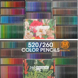 Карандаши и стал Brutfuner 520 Colors Colors Crowns Pencils Профессиональный рисунок цветовые карандаш набор 260 для художника раскраски рисунок искусство принадлежности