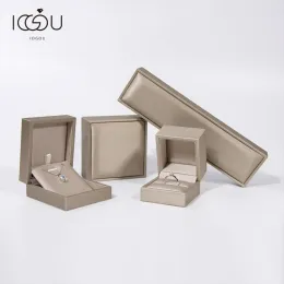 Exibir iogou novo couro com caixa de jóias de borda convexa caixa de armazenamento portátil caixa de embalagens portátil europeanstyle requintado jóias