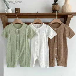 Rompers Abbigliamento per neonati estivi per bambini abbigliamento per bambini pagliaccio a maglia a maglia rompers rompicapo di cotone da ragazza di cotone gigantesco l240402