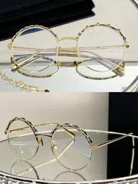 Okulary przeciwsłoneczne Ch najwyższej jakości metalowy styl chłodny retro okrągły skórzany naszyjnik Kobiety na zwykłe okulary na zewnątrz jazdy na zewnątrz Ramka