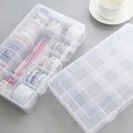 NEW 15 Compartments Clear Crafts Organizer Transparent Storage Box for Washi Tape Art Supplies and Sticker StationeryStorage Box for Crafts