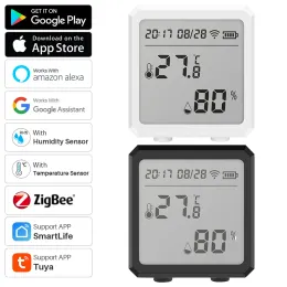 Control Smart Home Tuya ZigBee Temperature Humidity Sensor Connect Smart Life Via Tuya Zigbee Hub Works With Alexa Google Assistant