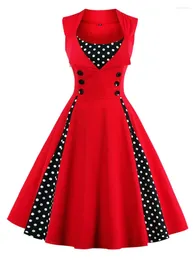 Sukienki swobodne kobiety retro retro vintage sukienki 50s 60s Rockabilly druk huśtawka w górę letnia impreza Tunik Vestidos szatę femme