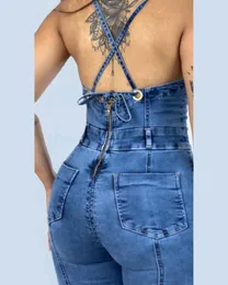 Women's Jeans Body Shaper Bodysuit Thigh Trimmer Japanese 2000s Style Y2k One-piece Personality Figure-flattering