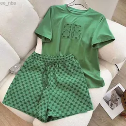 2023 Summer Womens Casual 2-Piece Tracksuit Set Short Sleeve Top and Shorts