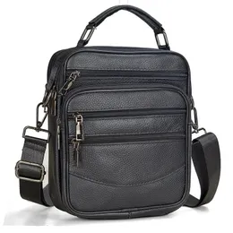 Menas de moda Bolsas de couro genuínas pequenas bolsas de ombro masculinas para comprimidos de alta qualidade Bolsas de mensagens de escritório masculino crossbody 240328