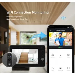 2024 New Tuya Smart 1080p Wifi Door Peephole Camera Viewer Home Security双方向オーディオナイトビジョン4.3 'FHDビデオドアベルカメラ