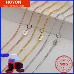 목걸이 남성과 여성을위한 Hoyon Gold Chain 18K White Gold Rose Gold Color 32/28/24/22/18/16in Chopin Link S925 Sterling Silver Necklace