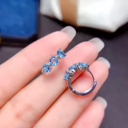 Küpe Colifelove 4mm% 100 Doğal Topaz Küpeler Moda Kalp Taş Kasnağı Günlük Giyim İçin Küpe 925 Gümüş Topaz Takı