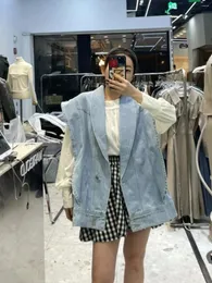 Kvinnors västar Superaen vår/sommar 2024 Korean Loose Denim Vest Coat Fashion