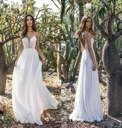 Sukienki swobodne 2021 Summer Sexy Hollow Lace Long Maxi Sukienka Kobieta szyfonowa v szyja bez pleców Camisole impreza Wedding White elega9974205