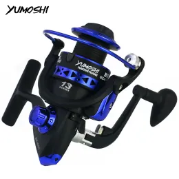 Reels YUMOSHI Fishing Reel Metal Spool Spinning Reel 13BB 5.5:1 Stainless Steel Handle Line Spool Saltwater Fishing Accessories Sea