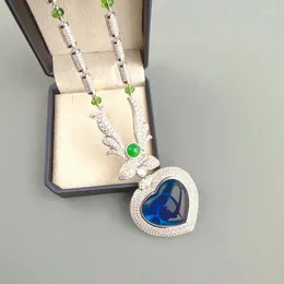 Colares pendentes Coleta de designer colar de colar de noite Configurações de zircão A azul de ágata azul com cor de ouro com cor verde de cor verde.