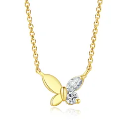 Simple and Compact Butterfly Pendant Necklace for Women Cute Animal Zircon Inlaid Collarbone Chain Jewelry Wholesale