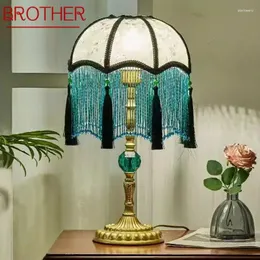 Table Lamps BROTHER French Lamp American Retro Living Room Bedroom Villa European Pastoral Creative Tassels Desk Light