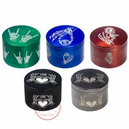 55MM Colorful Zinc Alloy Smoking Skull Hand Bone Portable Dry Herb Tobacco Grind Spice Miller Grinder Crusher Grinding Chopped Muller Cigarette Pipes Holder DHL