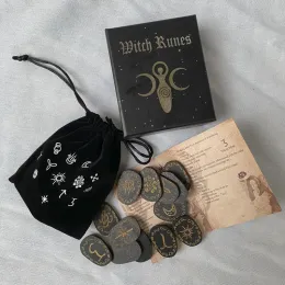 Rune Runes Stone Set Witches Rune Set 14 pezzi Simbolo di runica incisa per la divinazione