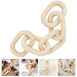 Decorative Figurines Home Decor Wood Knot Chain Link Natural Wooden Chian Handicraft Poinsettia Garland With Lights Pendant For Living Room