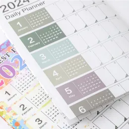 NUOVO SCHEDA PROCELLATORE CALENDARIO 2024 Calendario per parete Kawaii Pianificatore annuale 365 giorni al giorno per fare la lista dell'ordine del giorno dell'ordine del programma