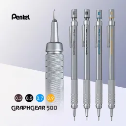 Pennor 1 st Pentel GraphGear 500 Drafting Mechanical Pencil Engineering Automatisk penna med radergummi för pro pennor 0,3 0,5 0,7 0,9 mm