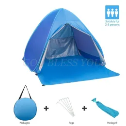 Skydd 2020 Uppgradera strandtält UV Sun Shelter Waterproof Lightweight Sun Shade Canopy Cabana Beach Tents Fit 23 Person
