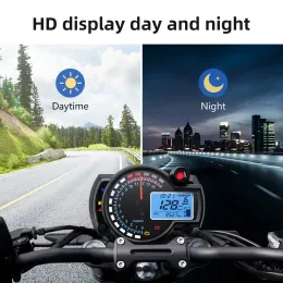 Evrensel LCD Dijital Motosiklet Yolcası Speedometre 12V Motosiklet Enstrümanı Evrensel Speedometre 7 Renkler Otomatik Gösterge Tablosu